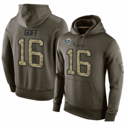 NFL Nike Los Angeles Rams 16 Jared Goff Green Salute To Service Mens Pullover Hoodie