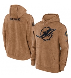 Men Miami Dolphins 2023 Brown Salute To Service Pullover Hoodie