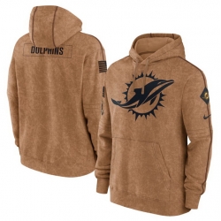 Men Miami Dolphins 2023 Brown Salute To Service Pullover Hoodie