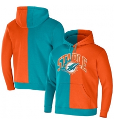 Men Miami Dolphins Aqua Orange Split Logo Pullover Hoodie