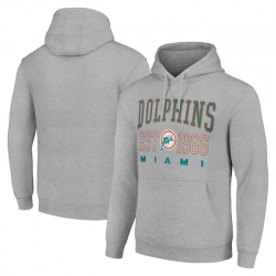 Men Miami Dolphins Grey Throwback Logo Pullover Hoodie