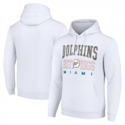 Men Miami Dolphins White Throwback Logo Pullover Hoodie