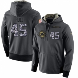 NFL Mens Nike Miami Dolphins 45 Mike Hull Stitched Black Anthracite Salute to Service Player Performance Hoodie