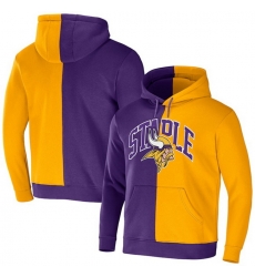 Men Minnesota Vikings Purple Gold Split Logo Pullover Hoodie