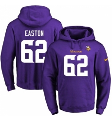 NFL Mens Nike Minnesota Vikings 62 Nick Easton Purple Name Number Pullover Hoodie