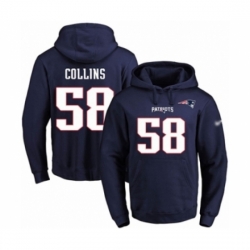 Football Mens New England Patriots 58 Jamie Collins Navy Blue Name Number Pullover Hoodie