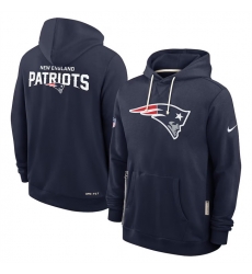 Men New England Patriots Navy Sideline Standard Issue Initial Home Dri FIT Pullover Hoodie