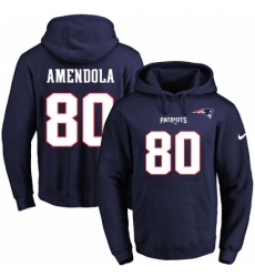 NFL Mens Nike New England Patriots 80 Danny Amendola Navy Blue Name Number Pullover Hoodie