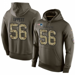 NFL Nike New England Patriots 56 Andre Tippett Green Salute To Service Mens Pullover Hoodie