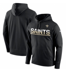 NFL Mens New Orleans Saints Nike Black Sideline Circuit Pullover Performance Hoodie