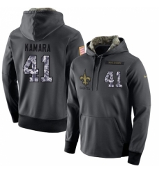 NFL Mens Nike New Orleans Saints 41 Alvin Kamara Stitched Black Anthracite Salute to Service Player Performance Hoodie