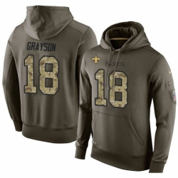 NFL Nike New Orleans Saints 18 Garrett Grayson Green Salute To Service Mens Pullover Hoodie