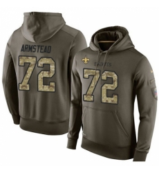 NFL Nike New Orleans Saints 72 Terron Armstead Green Salute To Service Mens Pullover Hoodie