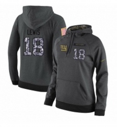 NFL Womens Nike New York Giants 18 Roger Lewis Stitched Black Anthracite Salute to Service Player Performance Hoodie