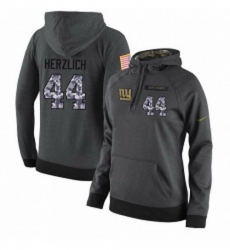 NFL Womens Nike New York Giants 44 Mark Herzlich Stitched Black Anthracite Salute to Service Player Performance Hoodie