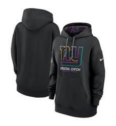 Women New York Giants Black 2024 Crucial Catch Club Pullover Hoodie