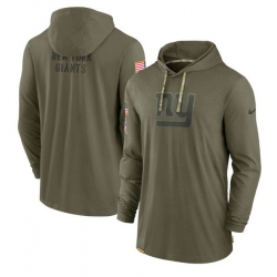 Men New York Giants 2022 Olive Salute To Service Tonal Pullover Hoodie
