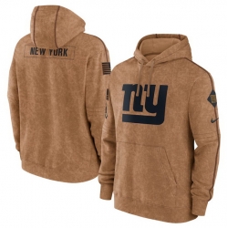 Men New York Giants 2023 Brown Salute To Service Pullover Hoodie