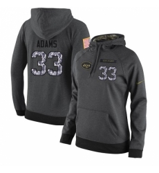 NFL Womens Nike New York Jets 33 Jamal Adams Elite Stitched Black Anthracite Salute to Service Player Performance Hoodie