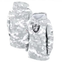 Women Las Vegas Raiders 2024 Arctic Camo Salute To Service Club Fleece Pullover Hoodie