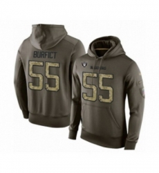 Football Mens Oakland Raiders 55 Vontaze Burfict Green Salute To Service Pullover Hoodie