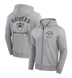 Men Las Vegas Raiders Heather Gray Vintage Stripe Full Zip Hoodie Men Las Vegas Raiders Heather Gray Vintage Stripe Full Zip Hoodie