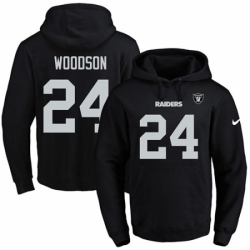 NFL Mens Nike Oakland Raiders 24 Charles Woodson Black Name Number Pullover Hoodie