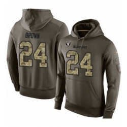 NFL Nike Oakland Raiders 24 Willie Brown Green Salute To Service Mens Pullover Hoodie