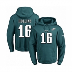 Football Mens Philadelphia Eagles 16 Mack Hollins Green Name Number Pullover Hoodie