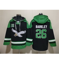 Men Philadelphia Eagles 26 Saquon Barkley Black Ageless Must Have Lace Up Pullover Hoodie Men Philadelphia Eagles 26 Saquon Barkley Black Ageless Must Have Lace Up Pullover Hoodie