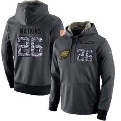 NFL Mens Nike Philadelphia Eagles 26 Jaylen Watkins Stitched Black Anthracite Salute to Service Player Performance Hoodie