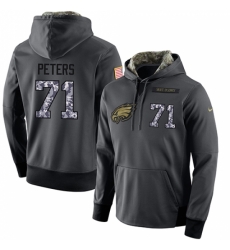 NFL Mens Nike Philadelphia Eagles 71 Jason Peters Stitched Black Anthracite Salute to Service Player Performance Hoodie