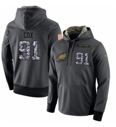 NFL Mens Nike Philadelphia Eagles 91 Fletcher Cox Stitched Black Anthracite Salute to Service Player Performance Hoodie