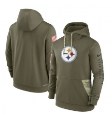 Men Pittsburgh Steelers 2022 Olive Salute To Service Therma Performance Pullover Hoodie