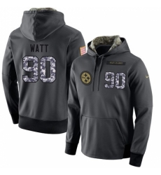 NFL Mens Nike Pittsburgh Steelers 90 T J Watt Stitched Black Anthracite Salute to Service Player Performance Hoodie