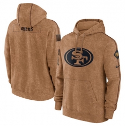 Men San Francisco 49ers 2023 Brown Salute To Service Pullover Hoodie