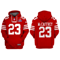 Men San Francisco 49ers 23 Christian McCaffrey Red Super Bowl LVIII Alternate Pullover Hoodie