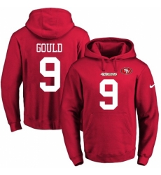 NFL Mens Nike San Francisco 49ers 9 Robbie Gould Red Name Number Pullover Hoodie