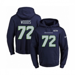 Football Mens Seattle Seahawks 72 Al Woods Navy Blue Name Number Pullover Hoodie