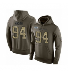 Football Mens Seattle Seahawks 94 Ezekiel Ansah Green Salute To Service Pullover Hoodie