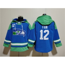 Men Seattle Seahawks 12 Fan Royal Ageless Must Have Lace Up Pullover Hoodie