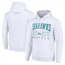 Men Seattle Seahawks White Throwback Logo Pullover Hoodie