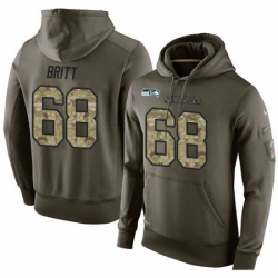 NFL Nike Seattle Seahawks 68 Justin Britt Green Salute To Service Mens Pullover Hoodie