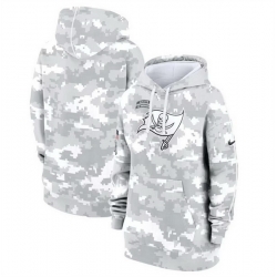 Women Tampa Bay Buccaneers 2024 Arctic Camo Salute To Service Club Fleece Pullover Hoodie