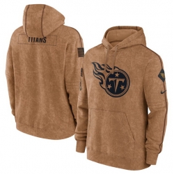 Men Tennessee Titans 2023 Brown Salute To Service Pullover Hoodie