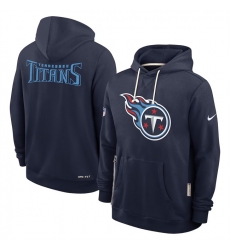 Men Tennessee Titans Navy Sideline Standard Issue Initial Home Dri FIT Pullover Hoodie
