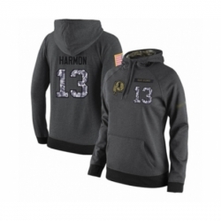 Football Womens Washington Redskins 13 Kelvin Harmon Stitched Black Anthracite Salute to Service Player Performance Hoodie