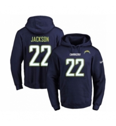 Football Mens Los Angeles Chargers 22 Justin Jackson Navy Blue Name Number Pullover Hoodie