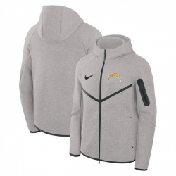 Men Los Angeles Chargers Gray Tech Fleece Full Zip Windrunner Hoodie