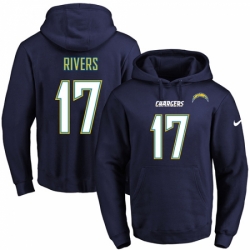 NFL Mens Nike Los Angeles Chargers 17 Philip Rivers Navy Blue Name Number Pullover Hoodie